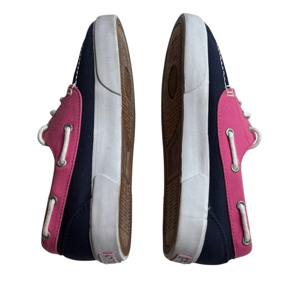 Polo Ralph Lauren Lilia Canvas Boat Shoes Size 6.5 Pink Navy - Picture 6 of 10